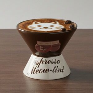 Mellow & Mod "Espresso Meow-tini" Ceramic Cup – Chic Martini Style Hand Painted